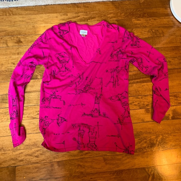 Chicos silk blend stick figure top. Chicos size 1 - Picture 1 of 4